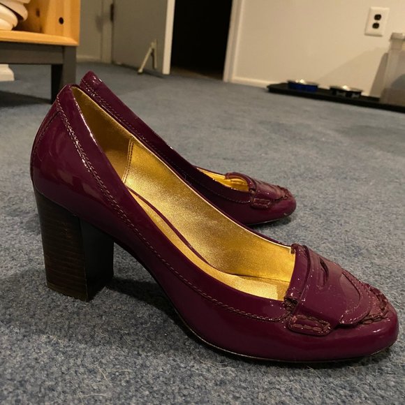 Coach Shoes - Coach patent leather loafer heels - dark violet